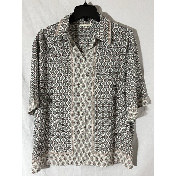 Max Studio Women’s Large Short Sleeve Button Up Blouse - Picture 1 of 8